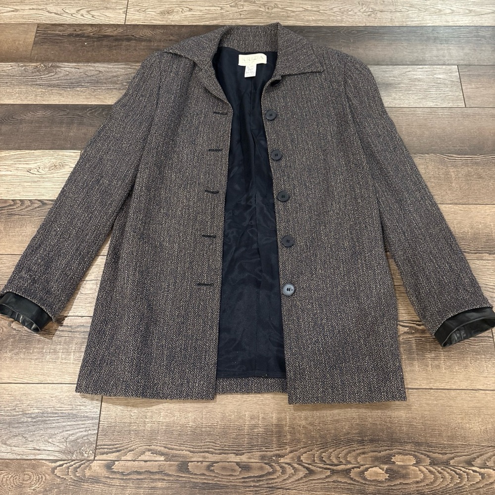 Krizia Poi Y2K Vintage Wool/ViscosaNavy Blue Ck Trench Jacket Coat 46 EU / US L